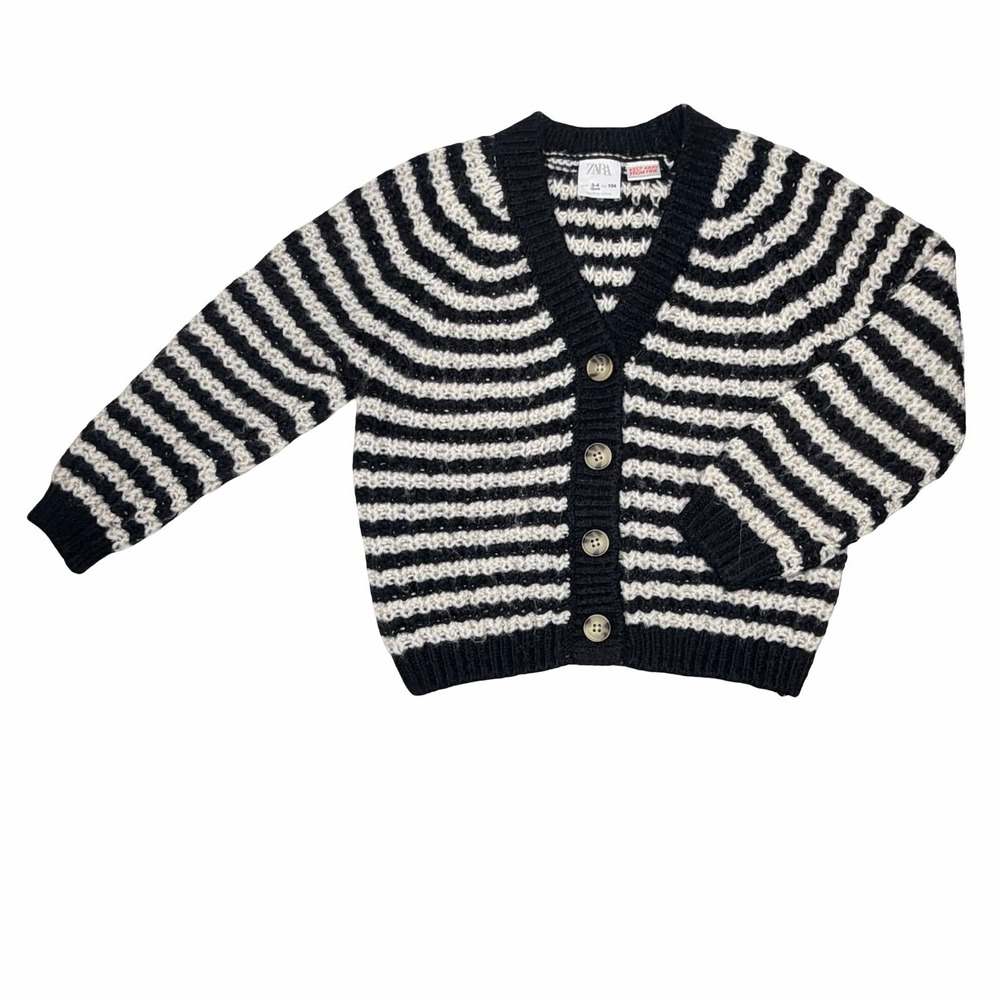 Zara Black And White Chunky Knit Cardigan